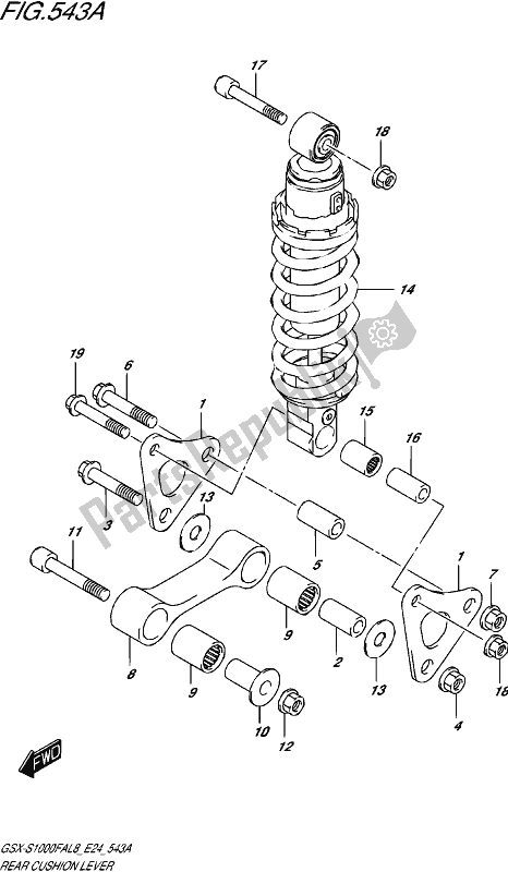 All parts for the Rear Cushion Lever of the Suzuki Gsx-s 1000 FA 2018