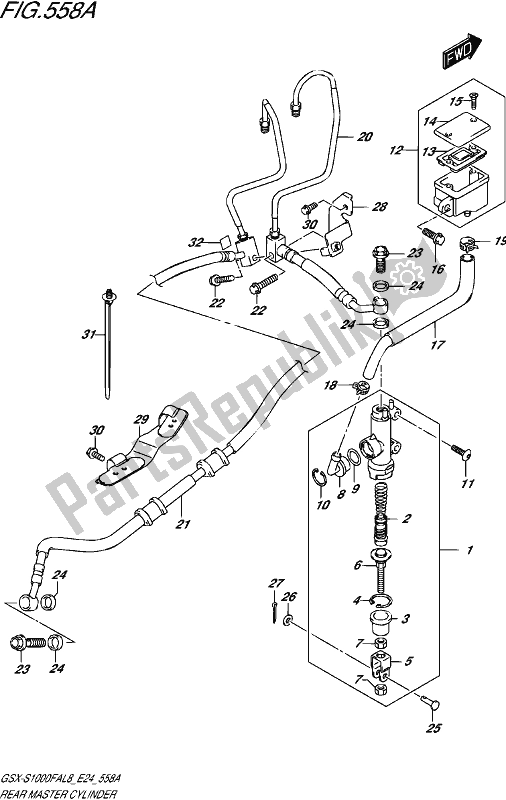 All parts for the Rear Master Cylinder of the Suzuki Gsx-s 1000 FA 2018