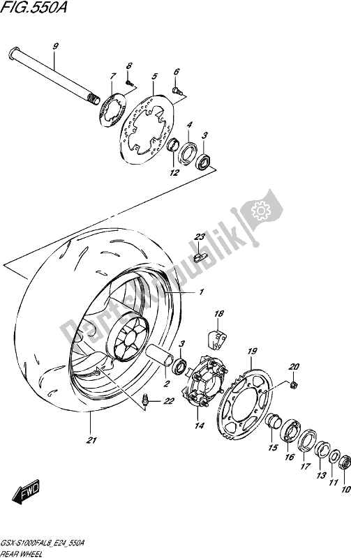 Tutte le parti per il Rear Wheel (gsx-s1000fal8 E24) del Suzuki Gsx-s 1000 FA 2018