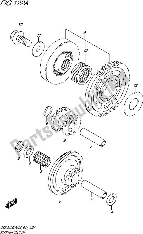 All parts for the Starter Clutch of the Suzuki Gsx-s 1000 FA 2018