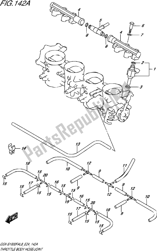 Tutte le parti per il Throttle Body Hose/joint del Suzuki Gsx-s 1000 FA 2018