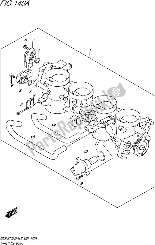 All parts for the Throttle Body of the Suzuki Gsx-s 1000 FA 2018