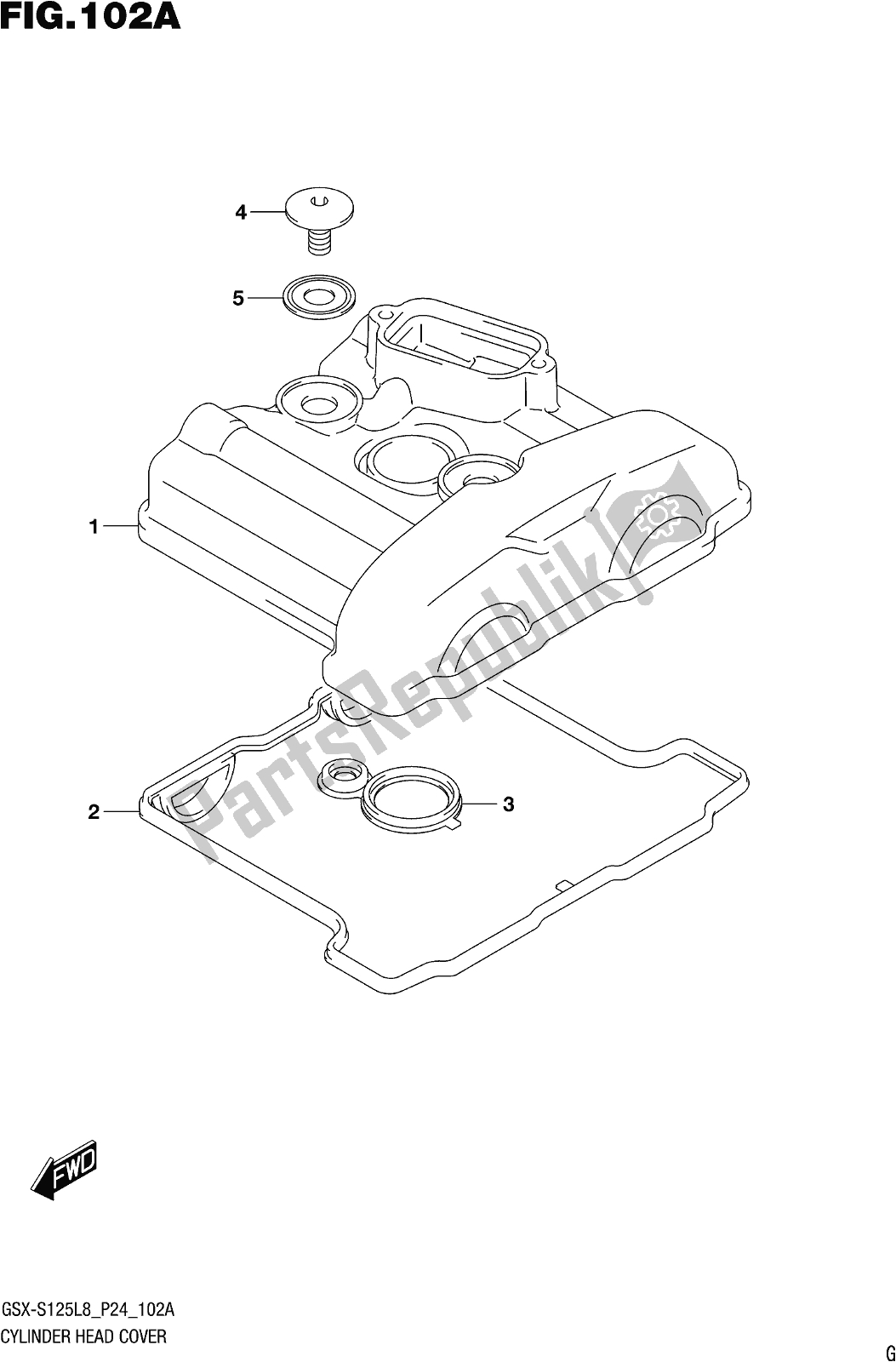 All parts for the Fig. 102a Cylinder Head Cover of the Suzuki Gsx-s 125 ML 2018