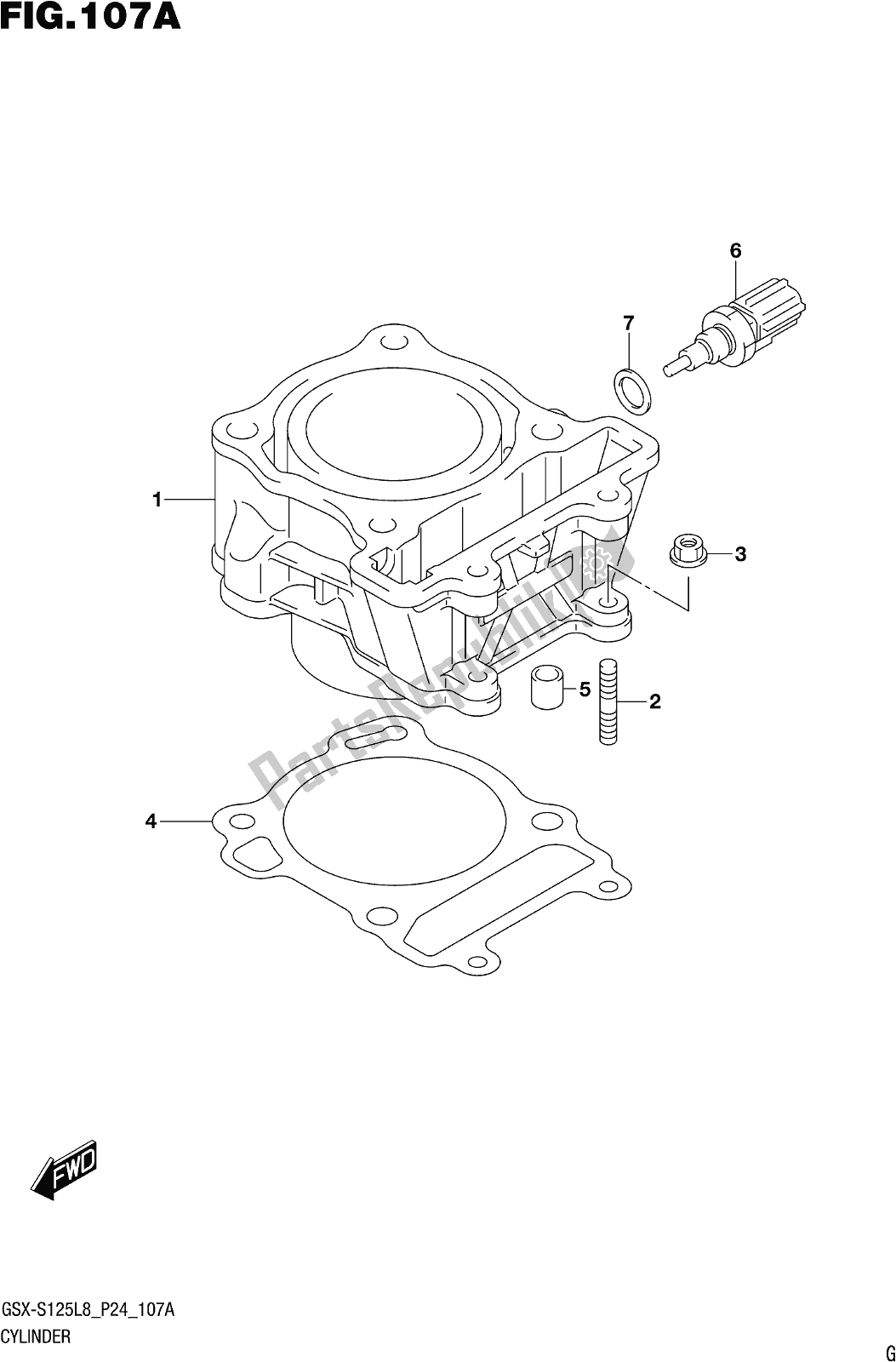 Tutte le parti per il Fig. 107a Cylinder del Suzuki Gsx-s 125 ML 2018