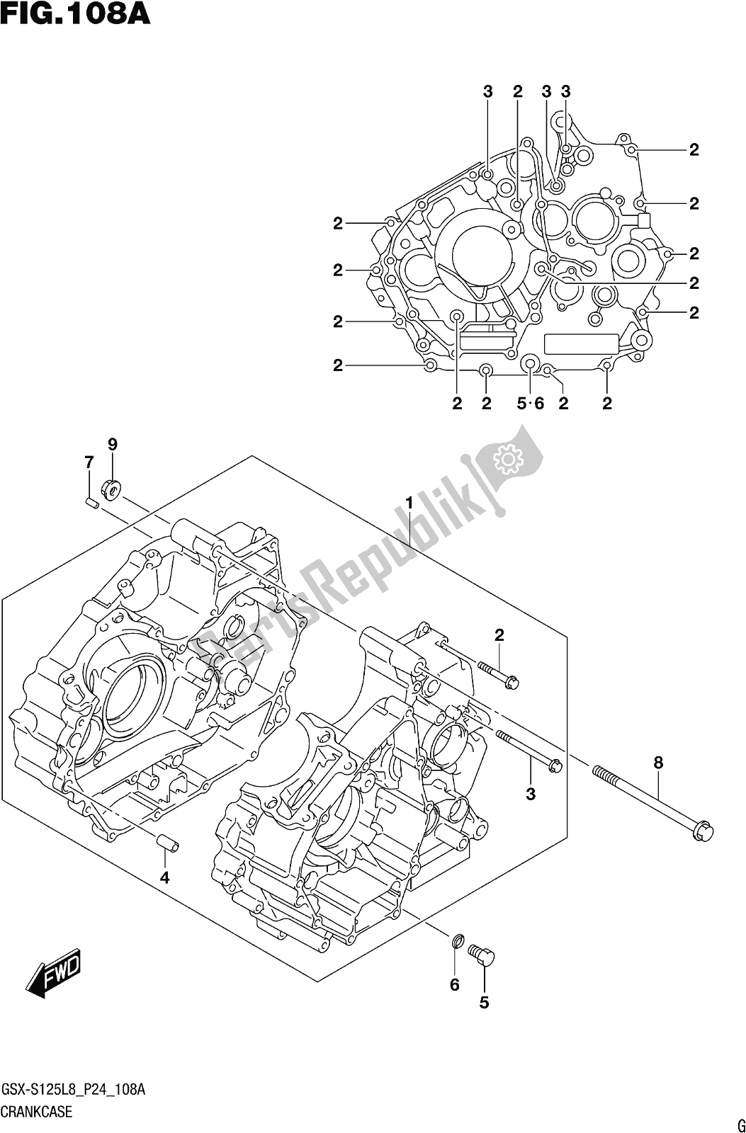 Tutte le parti per il Fig. 108a Crankcase del Suzuki Gsx-s 125 ML 2018