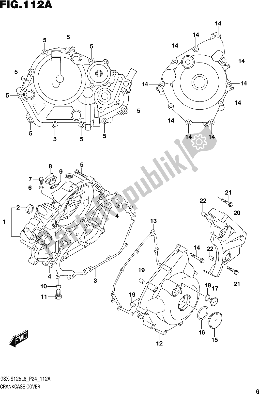 All parts for the Fig. 112a Crankcase Cover of the Suzuki Gsx-s 125 ML 2018