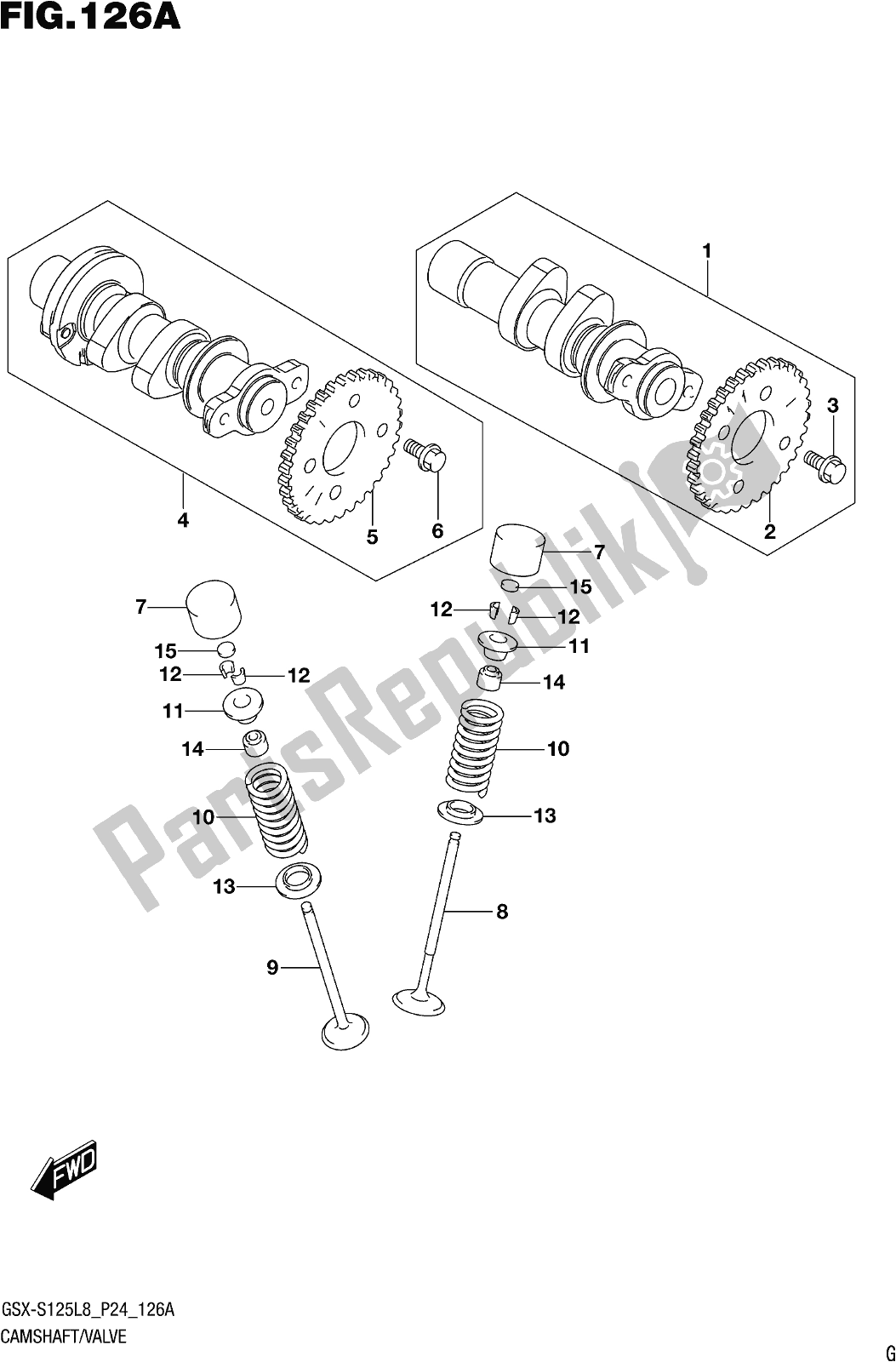 All parts for the Fig. 126a Camshaft/valve of the Suzuki Gsx-s 125 ML 2018