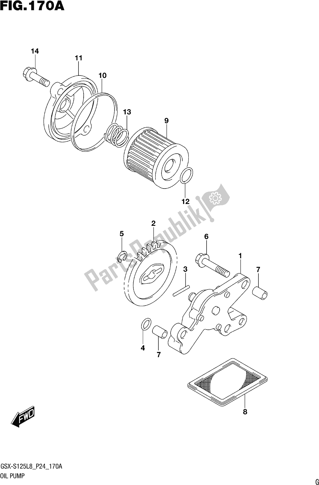 Tutte le parti per il Fig. 170a Oil Pump del Suzuki Gsx-s 125 ML 2018