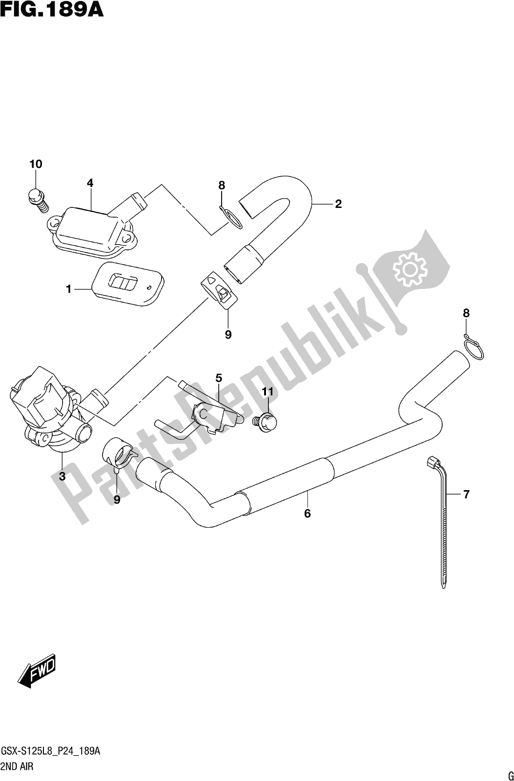 All parts for the Fig. 189a 2nd Air of the Suzuki Gsx-s 125 ML 2018