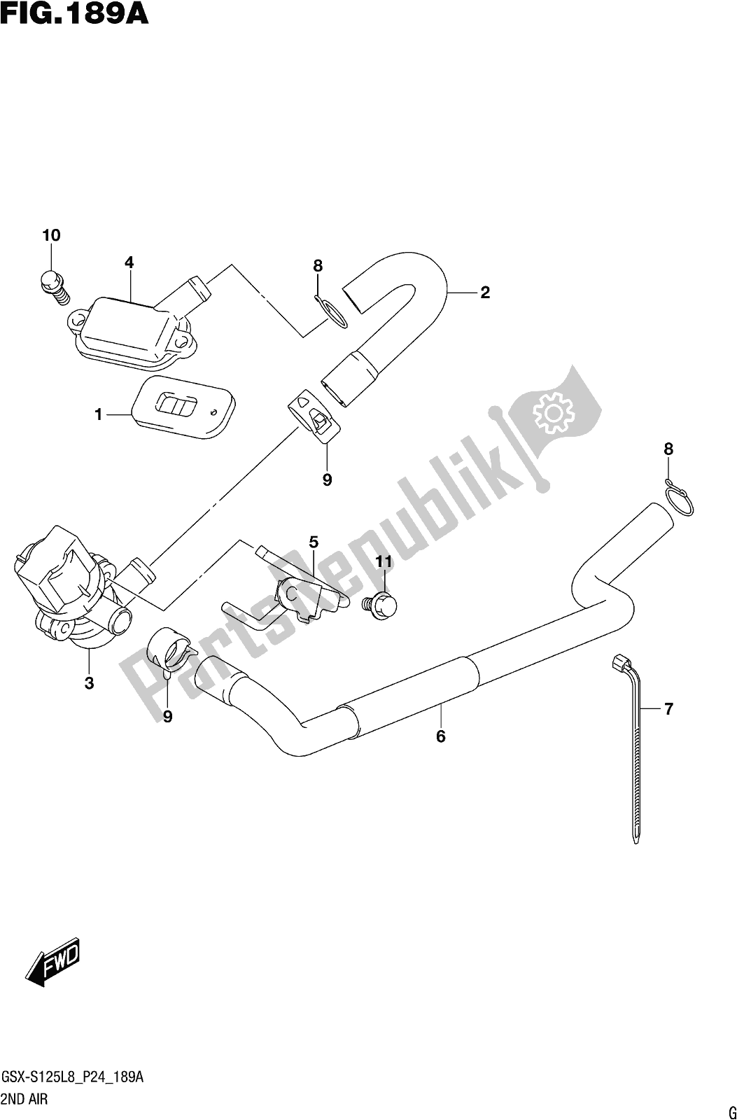 All parts for the Fig. 189a 2nd Air of the Suzuki Gsx-s 125 ML 2018