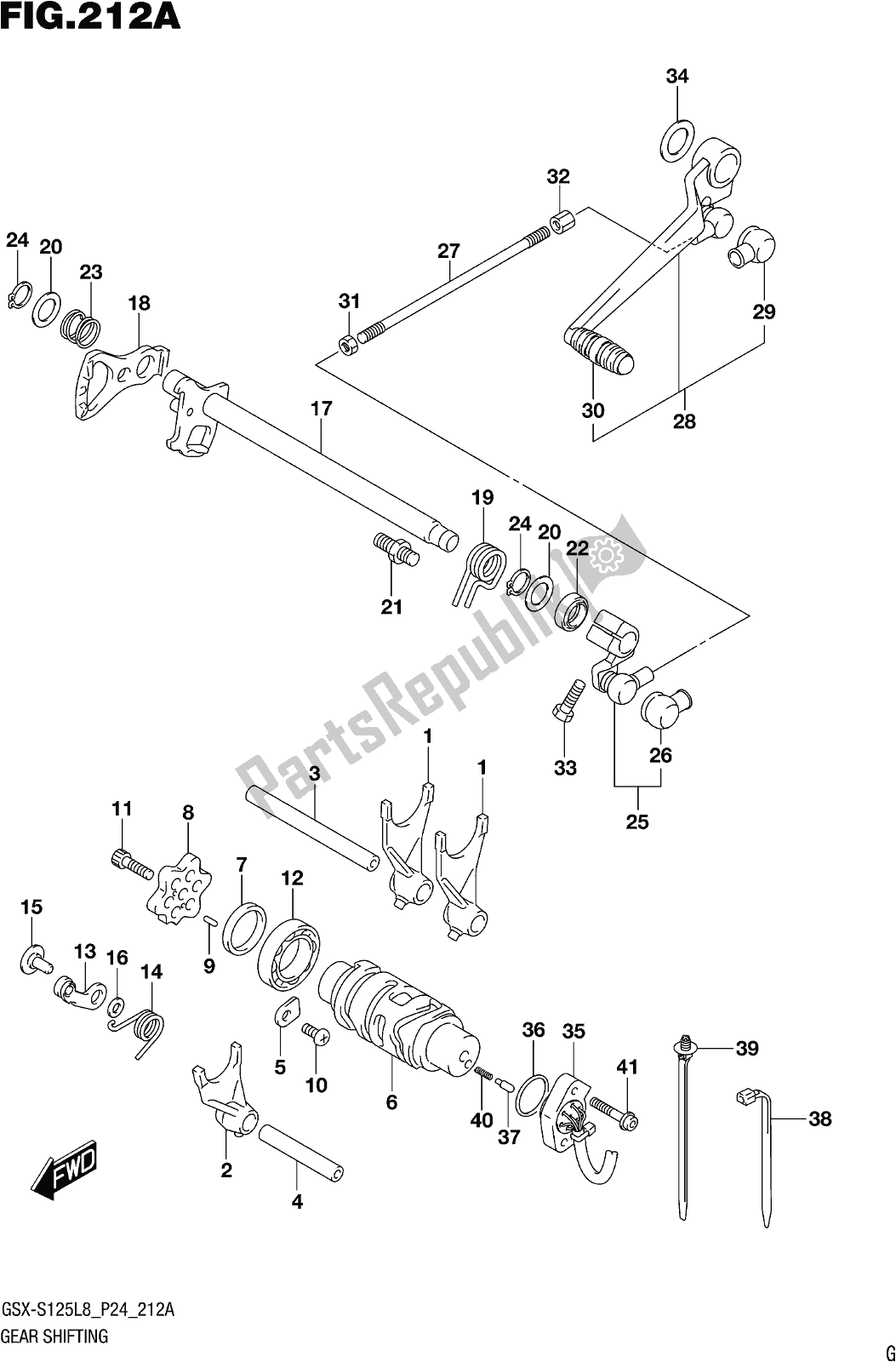 All parts for the Fig. 212a Gear Shifting of the Suzuki Gsx-s 125 ML 2018