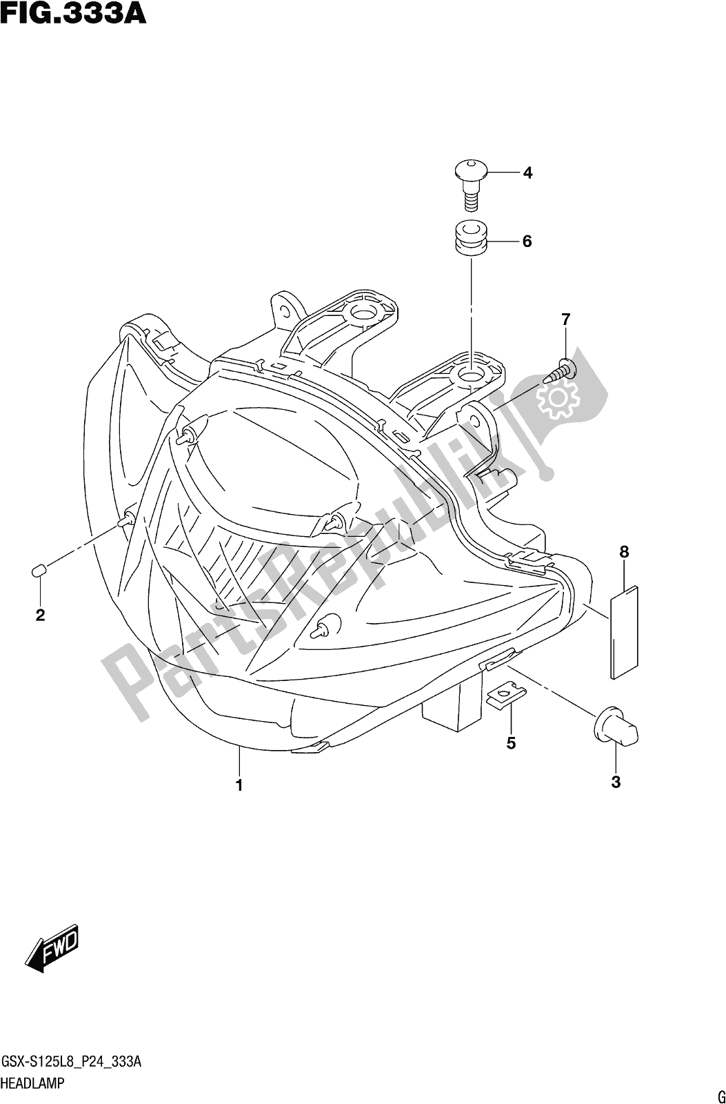 Tutte le parti per il Fig. 333a Headlamp del Suzuki Gsx-s 125 ML 2018