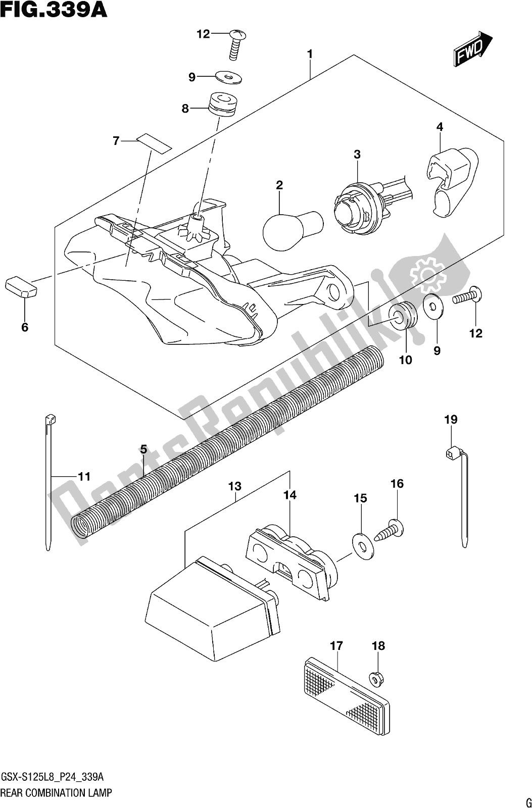 Wszystkie części do Fig. 339a Rear Combination Lamp Suzuki Gsx-s 125 ML 2018