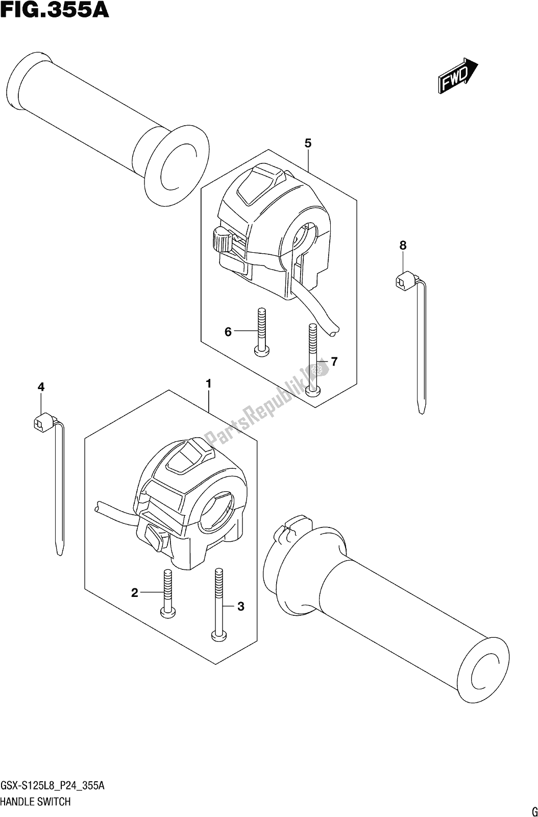 Toutes les pièces pour le Fig. 355a Handle Switch du Suzuki Gsx-s 125 ML 2018