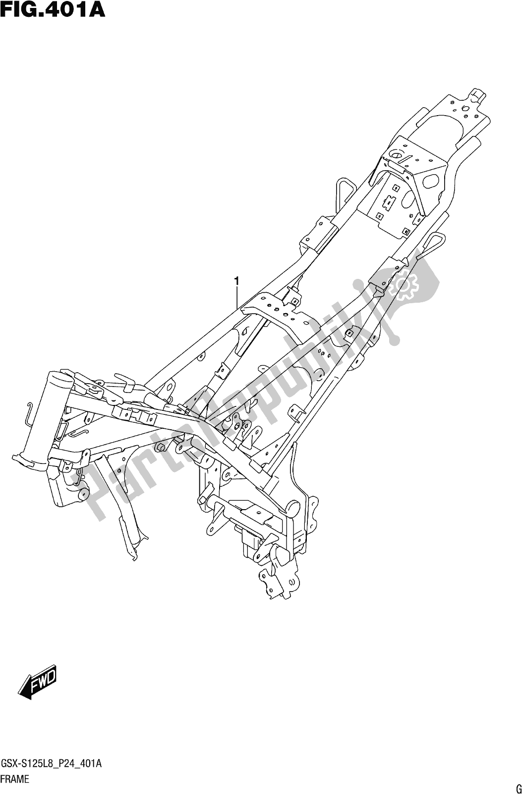 All parts for the Fig. 401a Frame of the Suzuki Gsx-s 125 ML 2018