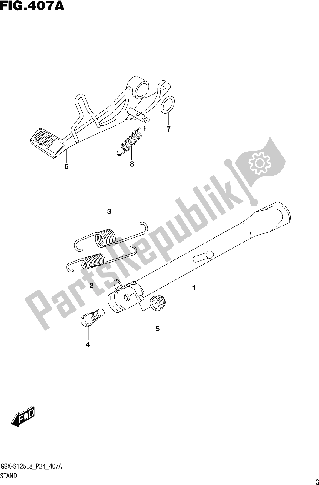 All parts for the Fig. 407a Stand of the Suzuki Gsx-s 125 ML 2018