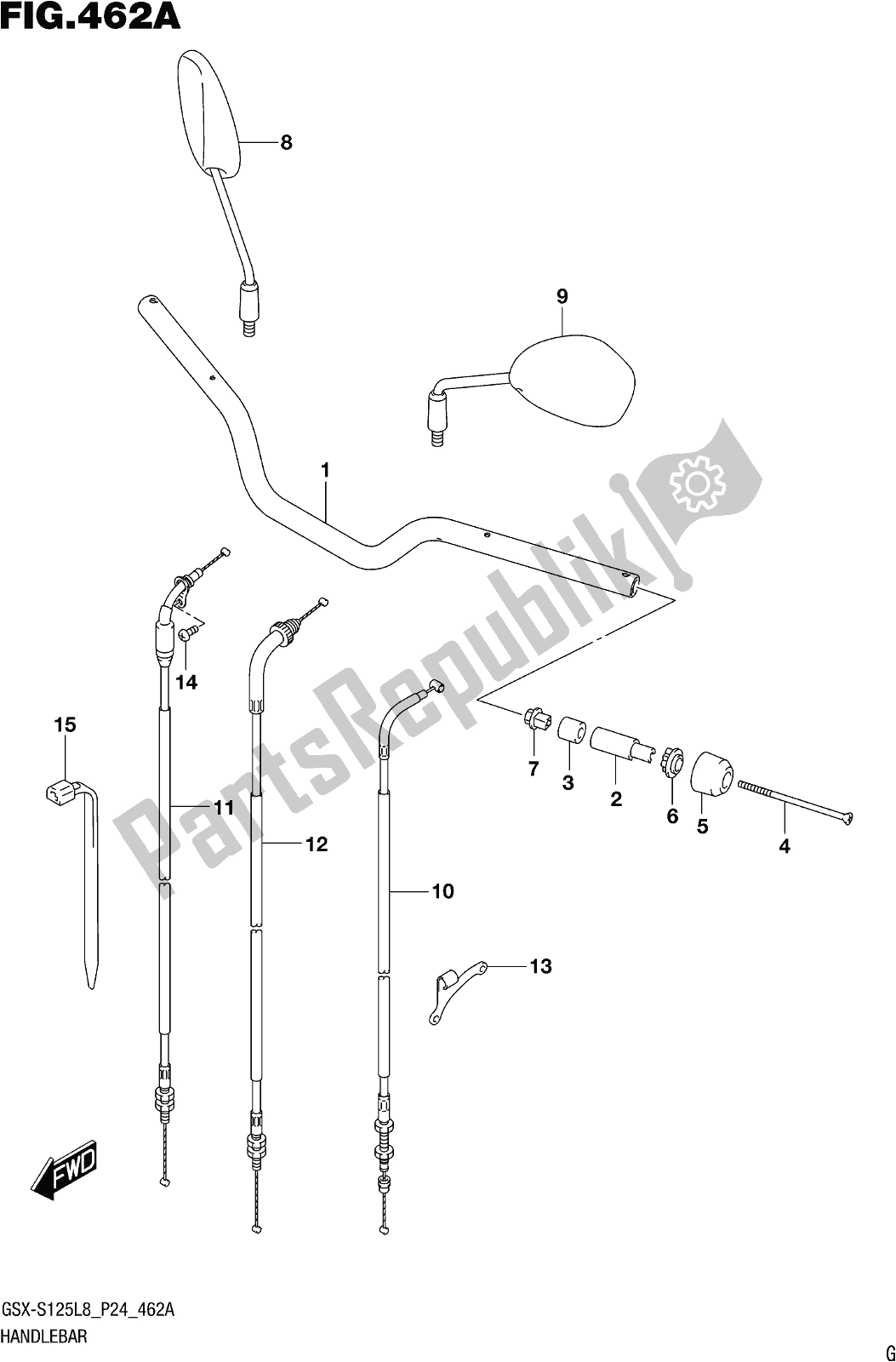 Tutte le parti per il Fig. 462a Handlebar del Suzuki Gsx-s 125 ML 2018