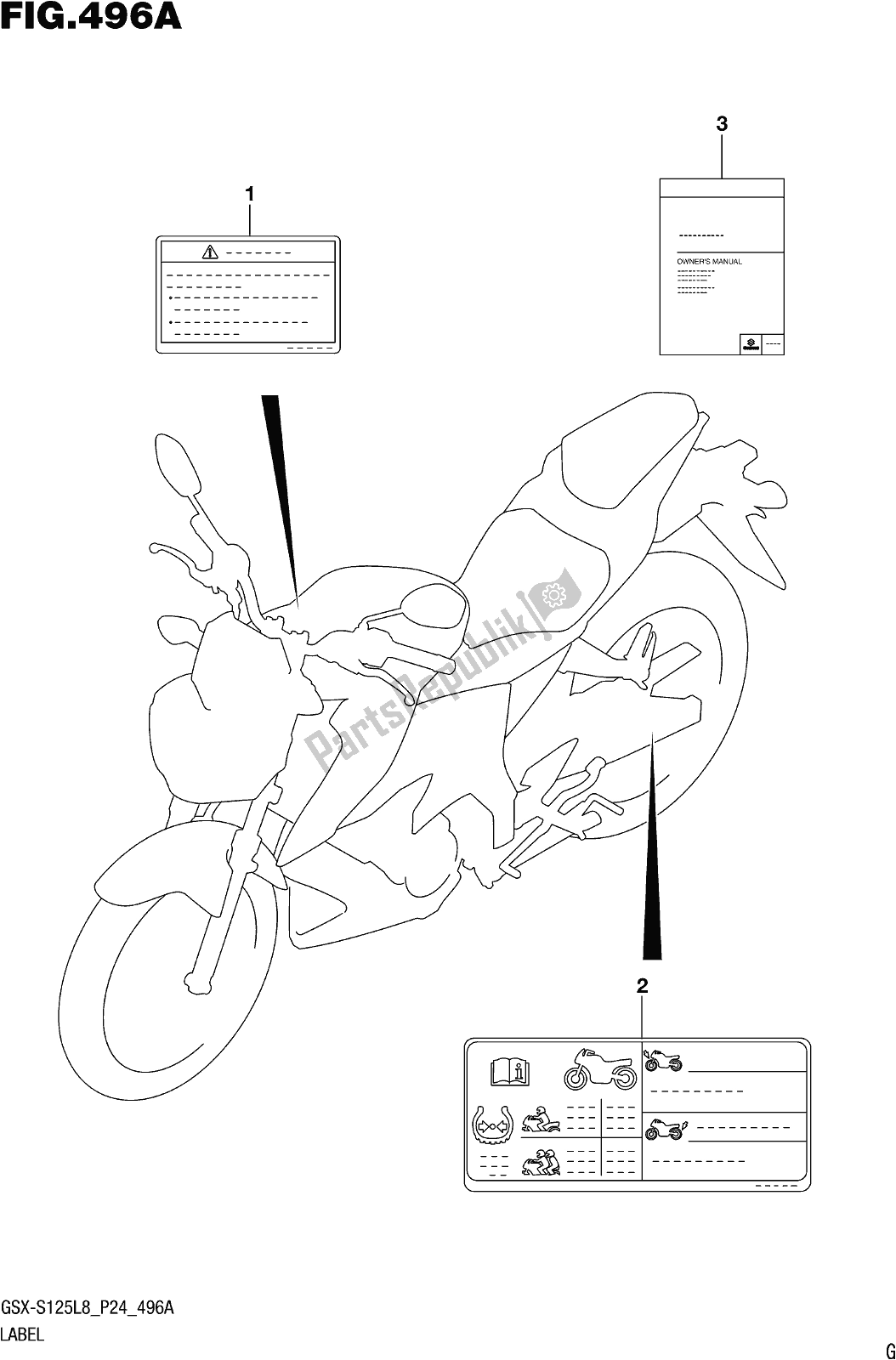 All parts for the Fig. 496a Label of the Suzuki Gsx-s 125 ML 2018
