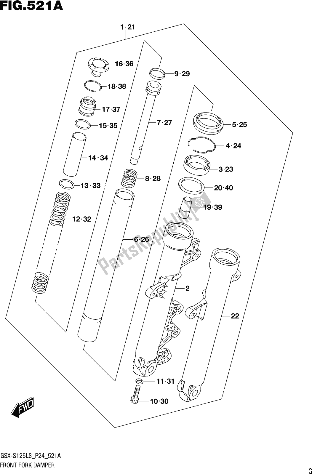 Tutte le parti per il Fig. 521a Front Fork Damper del Suzuki Gsx-s 125 ML 2018