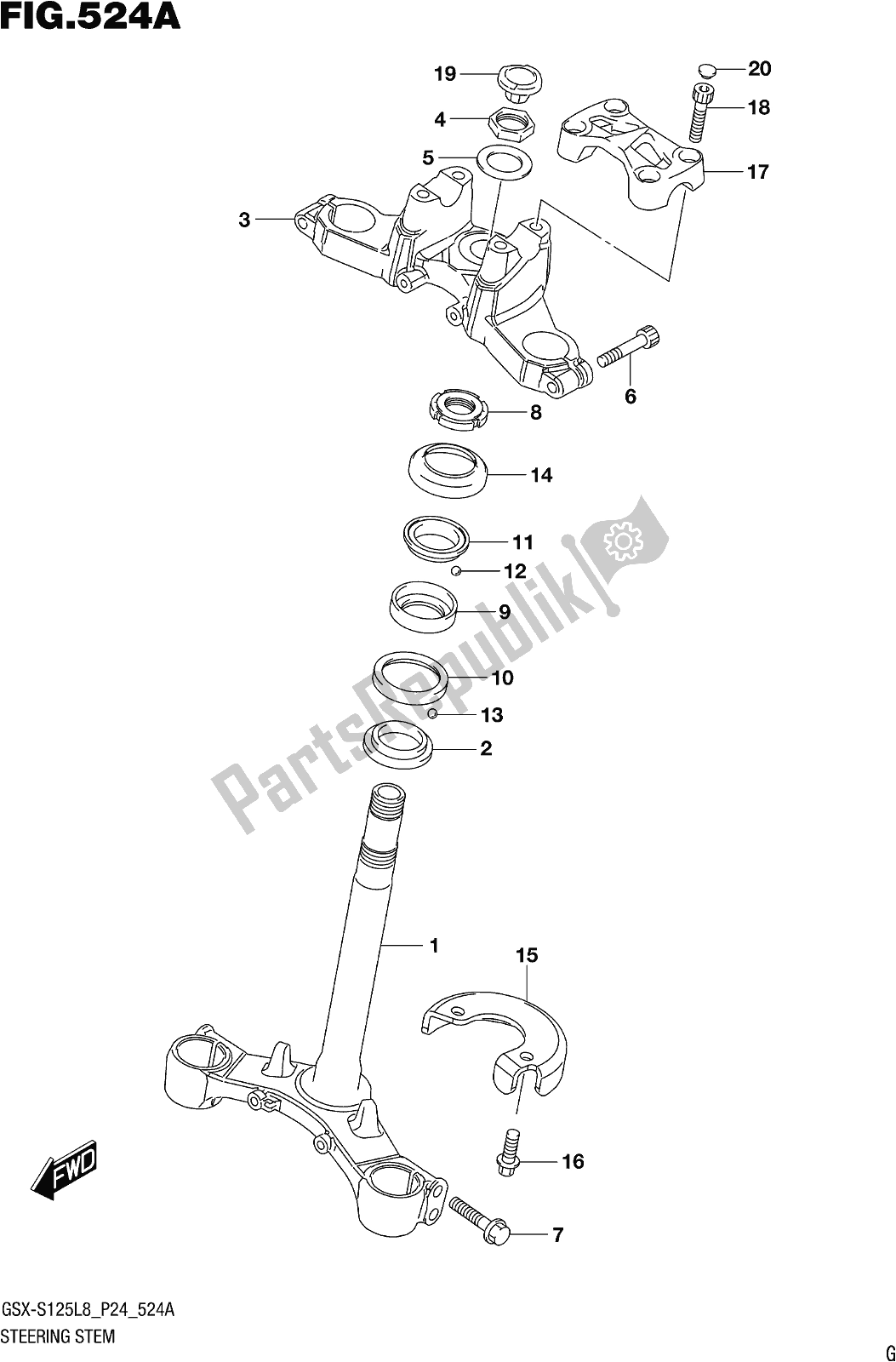 All parts for the Fig. 524a Steering Stem of the Suzuki Gsx-s 125 ML 2018