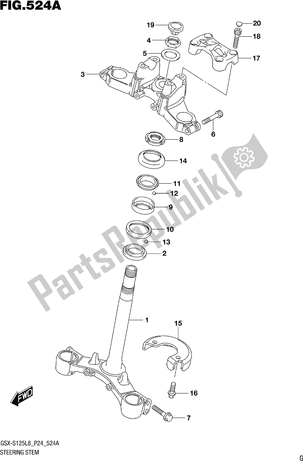 Tutte le parti per il Fig. 524a Steering Stem del Suzuki Gsx-s 125 ML 2018