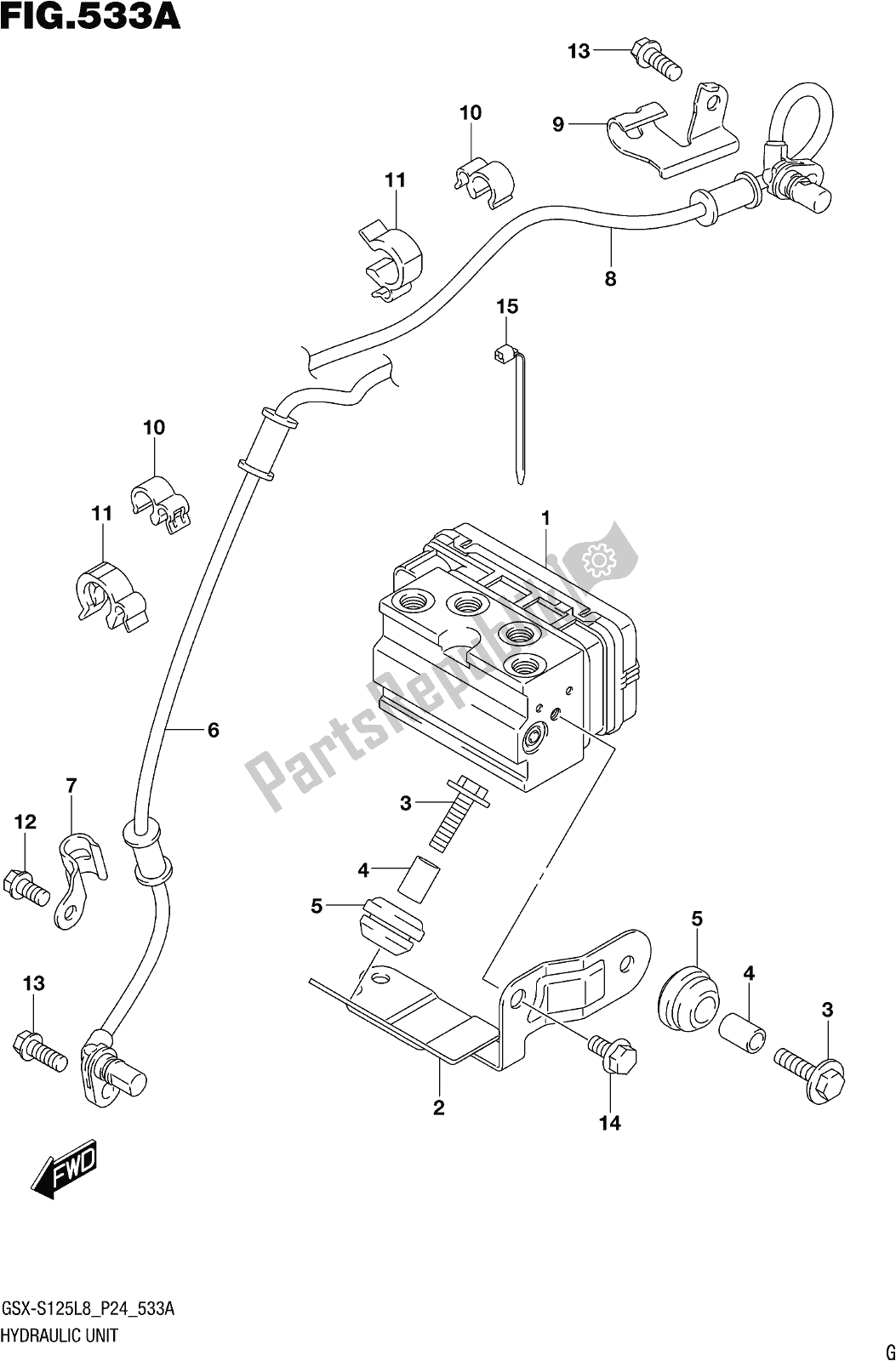 Tutte le parti per il Fig. 533a Hydraulic Unit del Suzuki Gsx-s 125 ML 2018