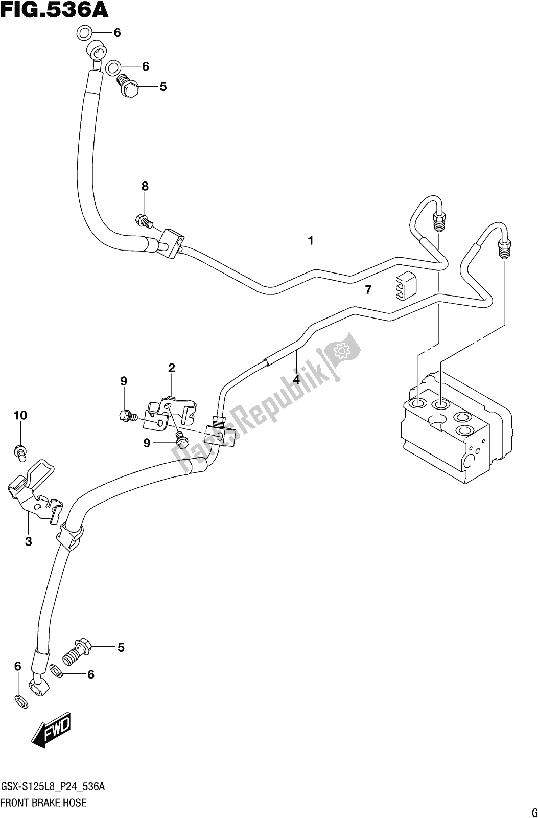 All parts for the Fig. 536a Front Brake Hose of the Suzuki Gsx-s 125 ML 2018