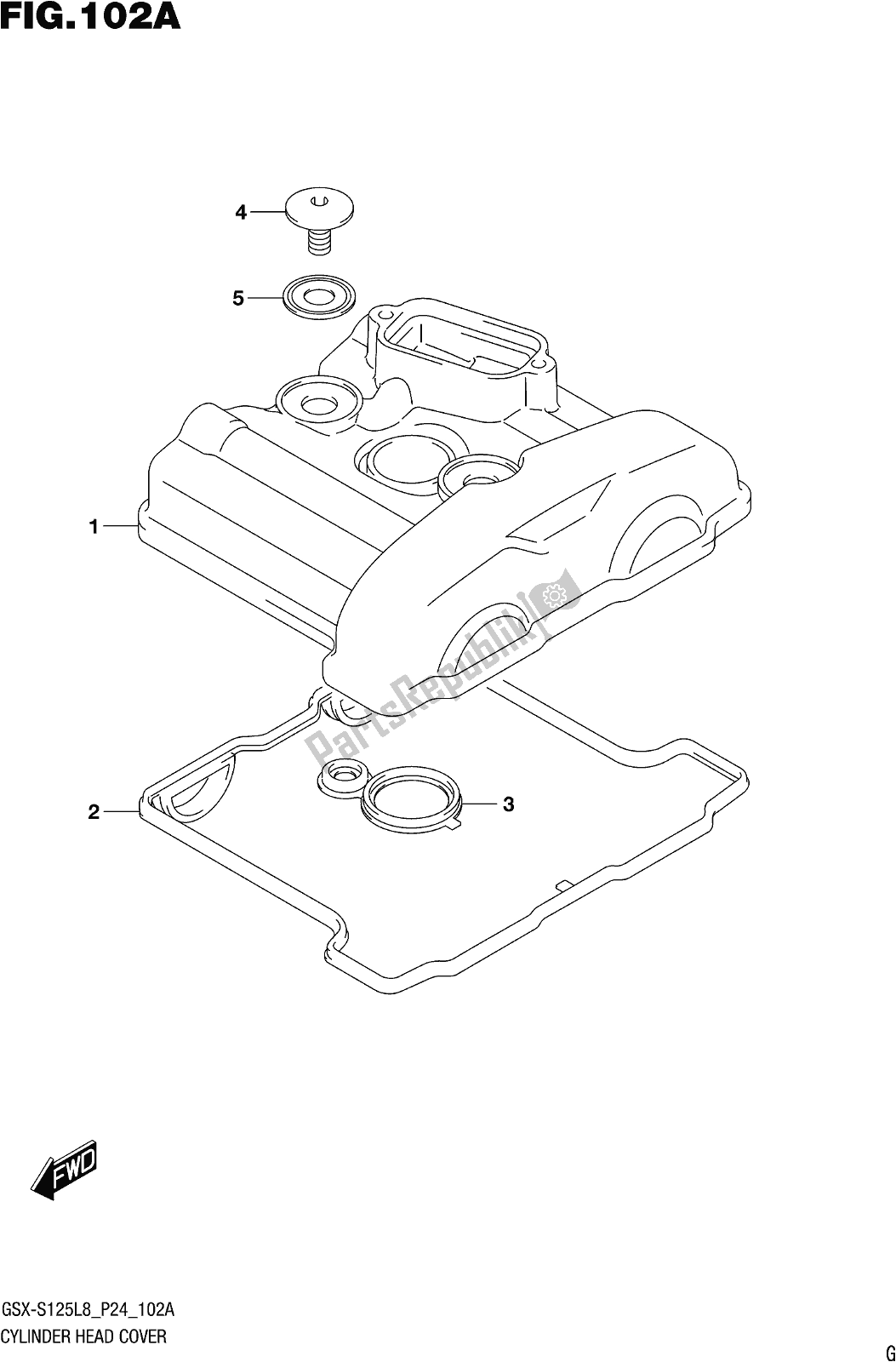 Tutte le parti per il Fig. 102a Cylinder Head Cover del Suzuki Gsx-s 125 MLX 2018