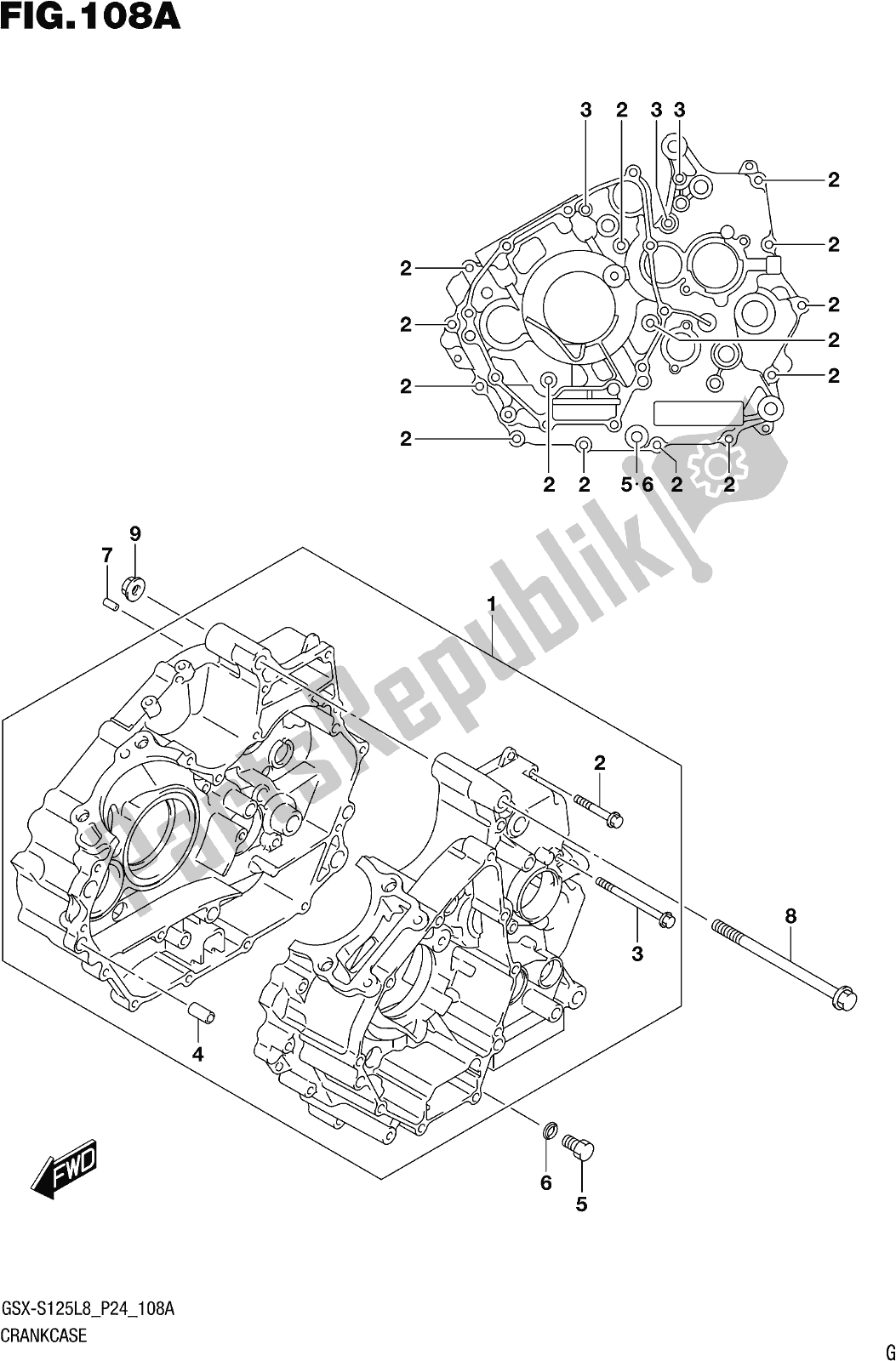 Tutte le parti per il Fig. 108a Crankcase del Suzuki Gsx-s 125 MLX 2018