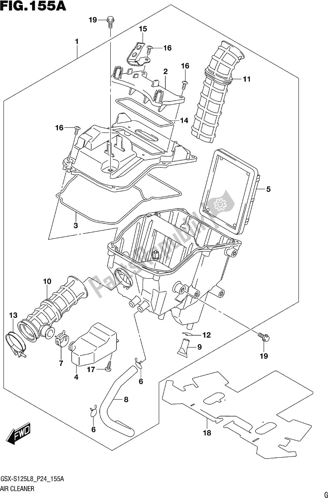 Tutte le parti per il Fig. 155a Air Cleaner del Suzuki Gsx-s 125 MLX 2018