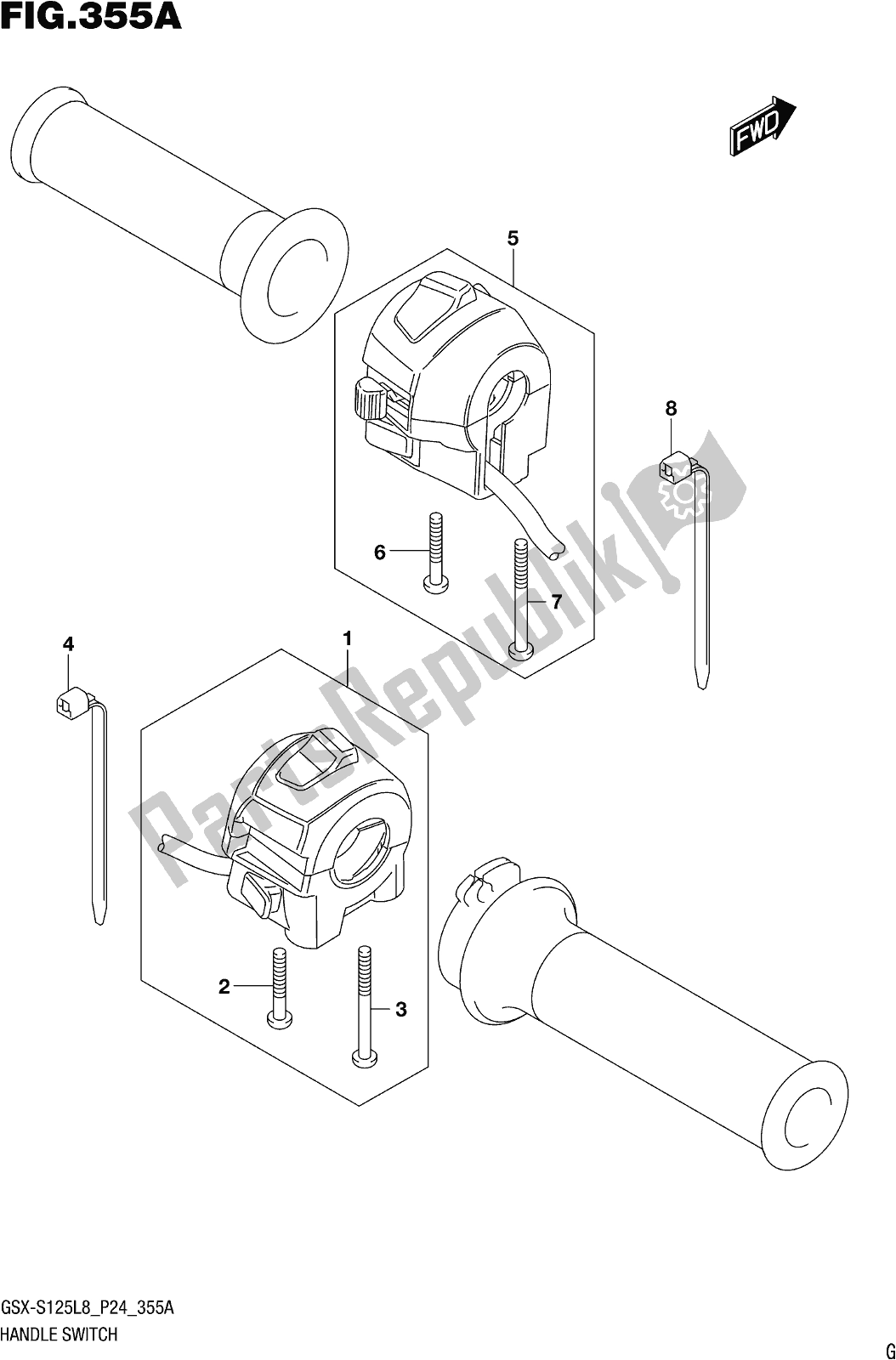 Tutte le parti per il Fig. 355a Handle Switch del Suzuki Gsx-s 125 MLX 2018