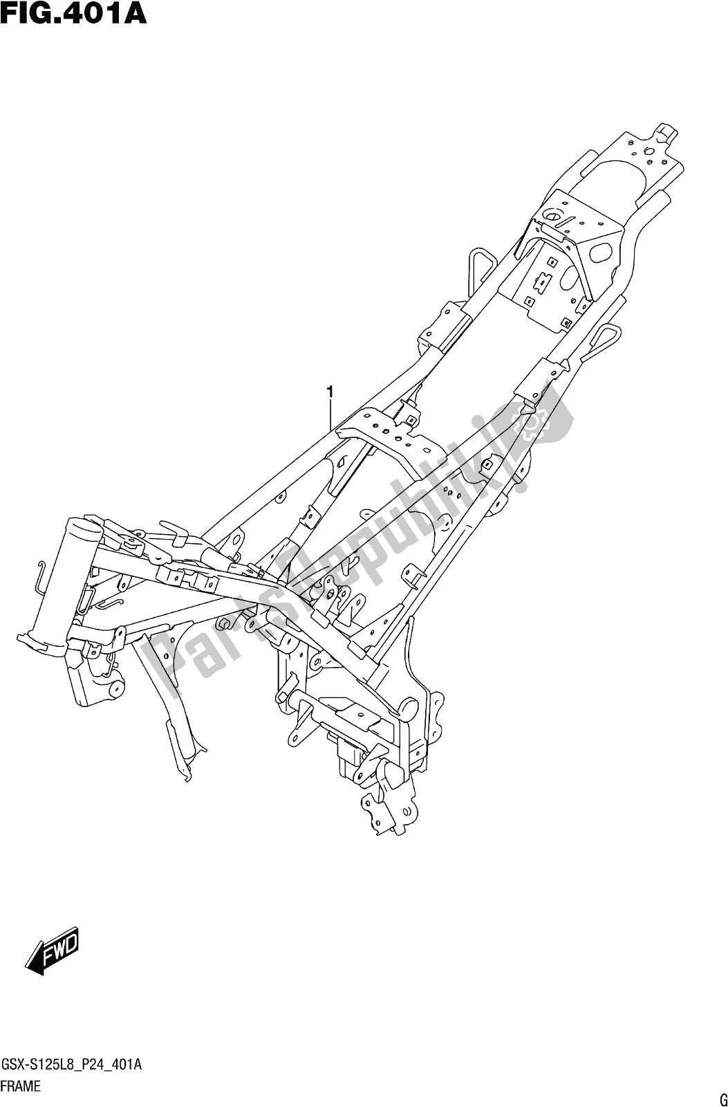 All parts for the Fig. 401a Frame of the Suzuki Gsx-s 125 MLX 2018