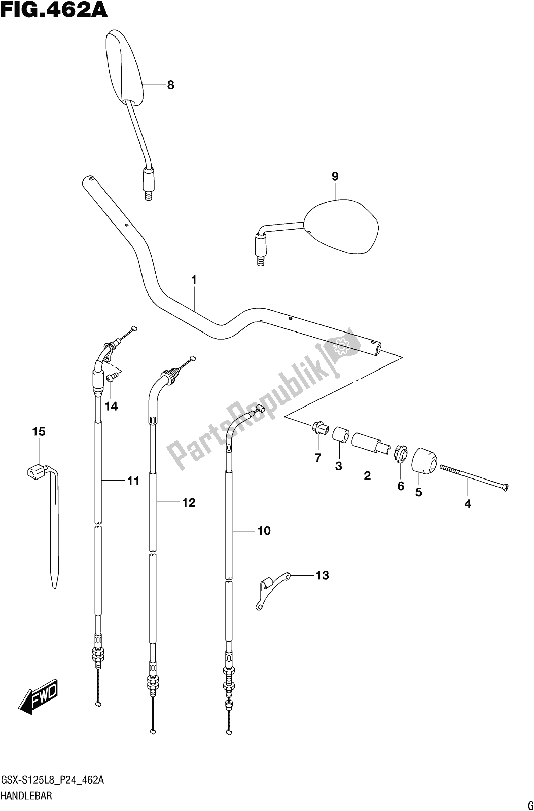 Tutte le parti per il Fig. 462a Handlebar del Suzuki Gsx-s 125 MLX 2018