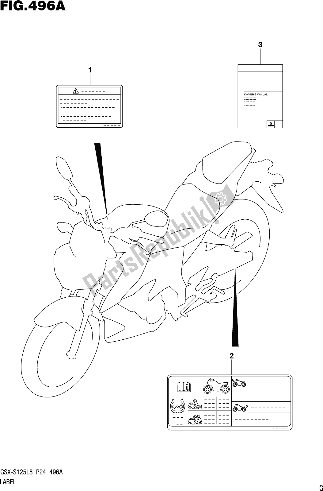 All parts for the Fig. 496a Label of the Suzuki Gsx-s 125 MLX 2018