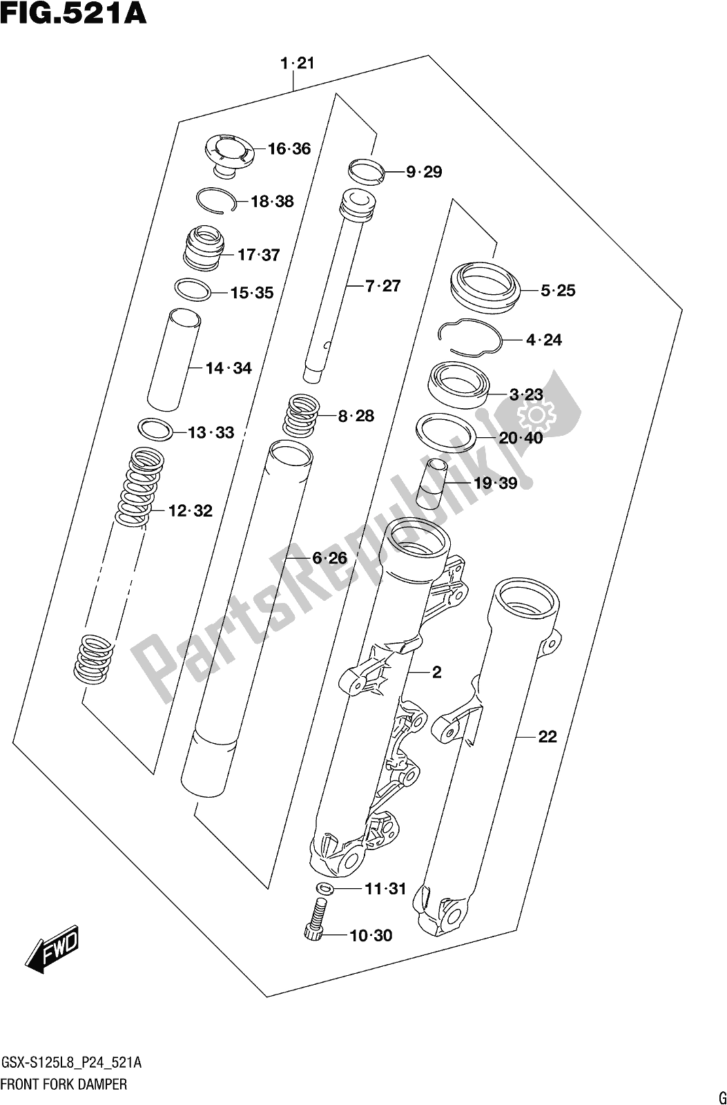 Tutte le parti per il Fig. 521a Front Fork Damper del Suzuki Gsx-s 125 MLX 2018