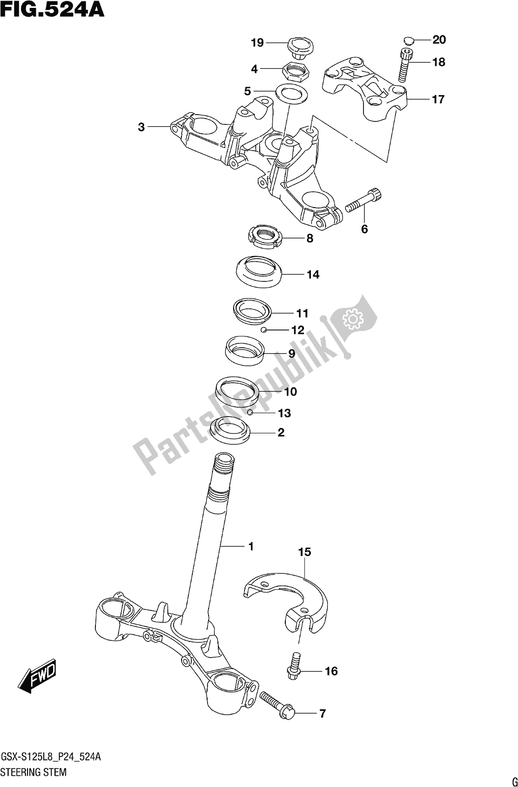 Todas las partes para Fig. 524a Steering Stem de Suzuki Gsx-s 125 MLX 2018