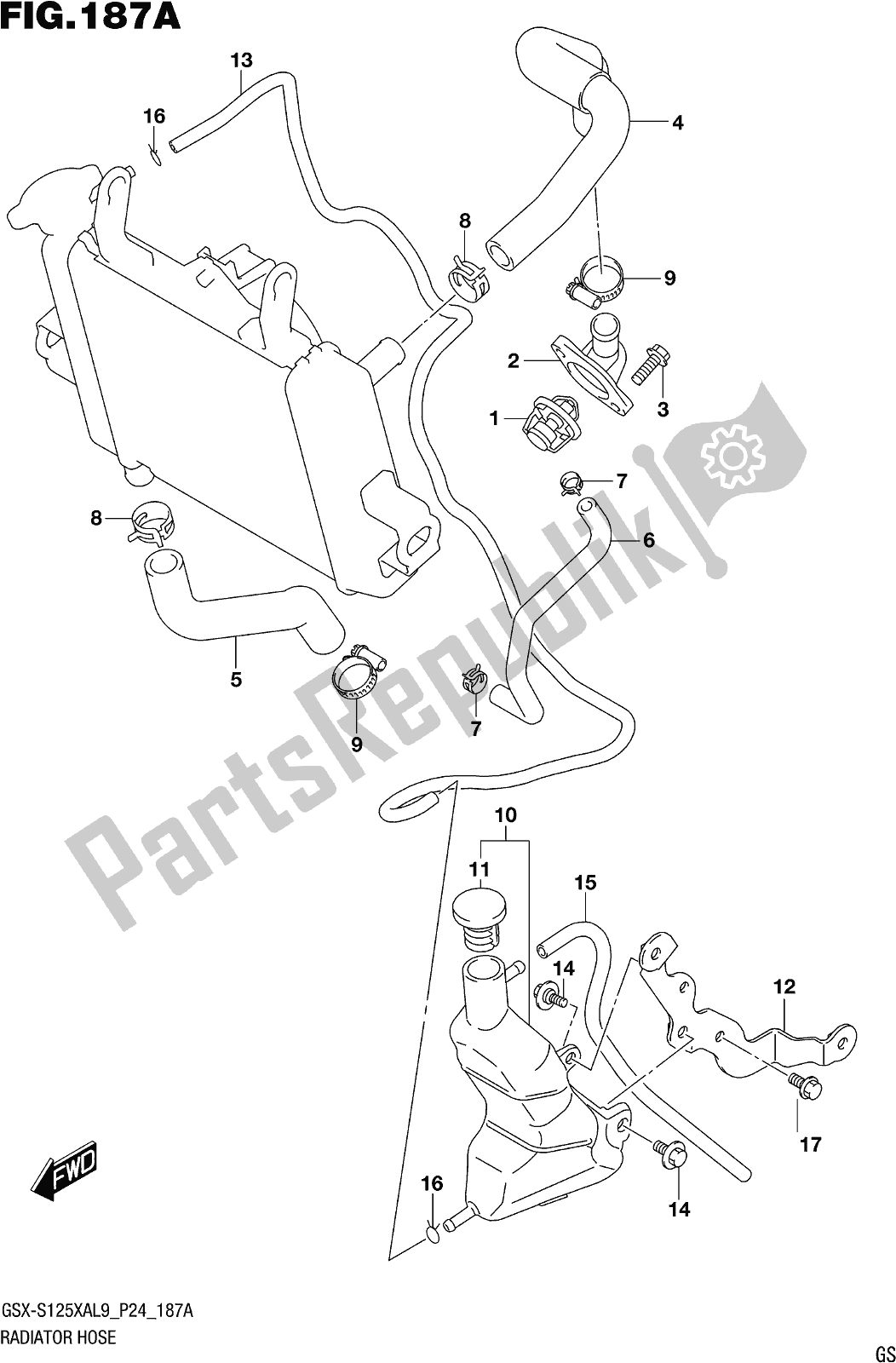 Toutes les pièces pour le Fig. 187a Radiator Hose du Suzuki Gsx-s 125 XA 2019