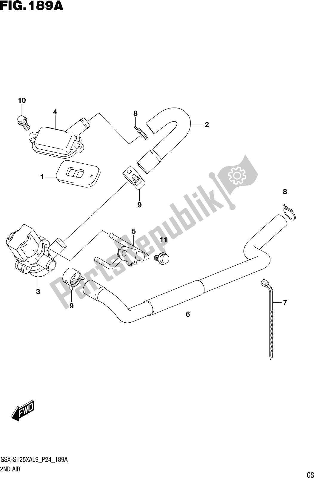 All parts for the Fig. 189a 2nd Air of the Suzuki Gsx-s 125 XA 2019