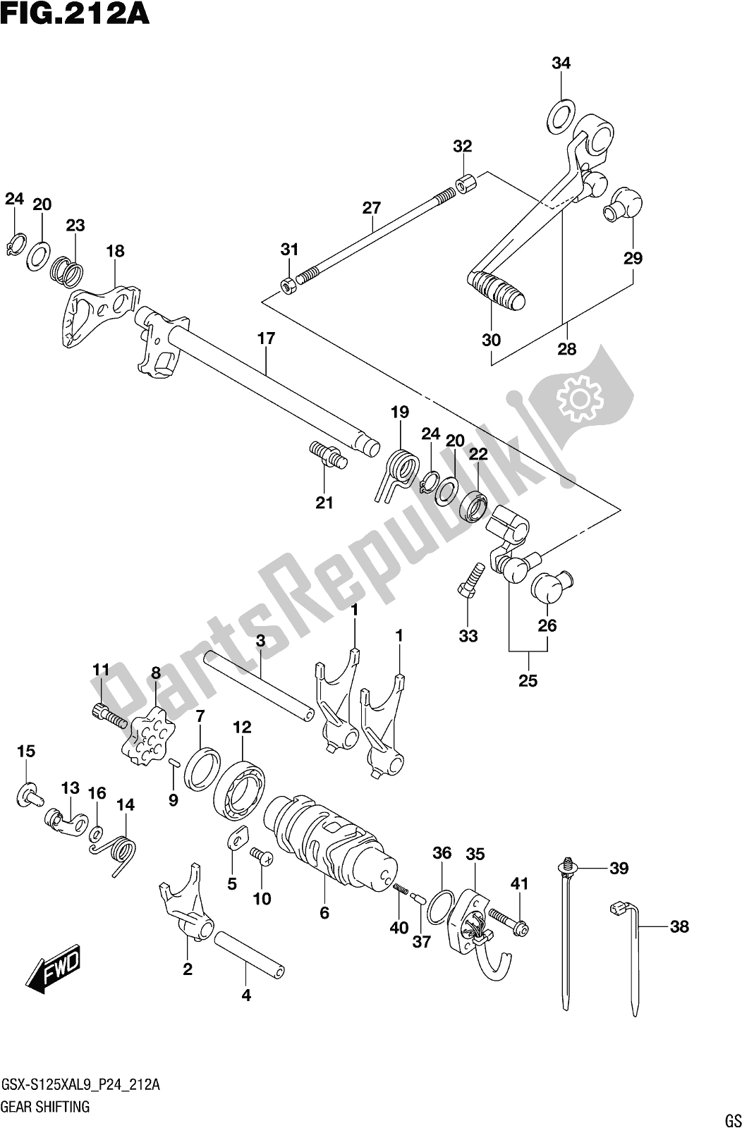 All parts for the Fig. 212a Gear Shifting of the Suzuki Gsx-s 125 XA 2019