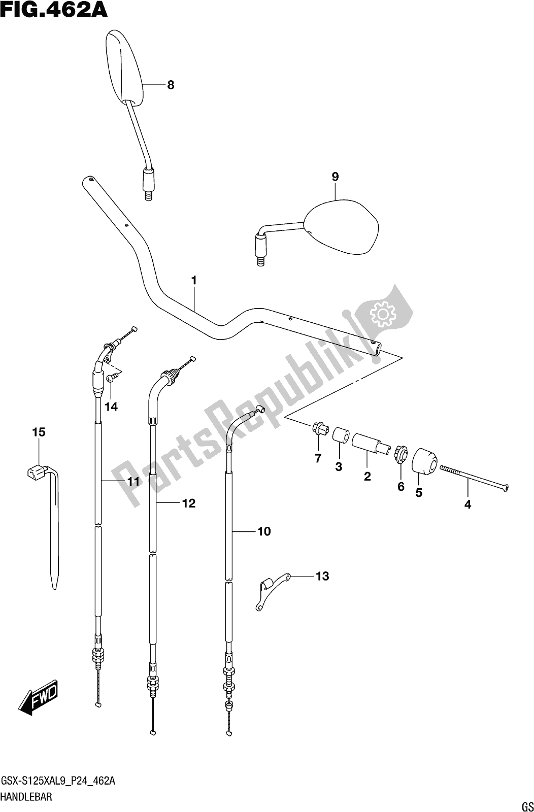 Toutes les pièces pour le Fig. 462a Handlebar du Suzuki Gsx-s 125 XA 2019