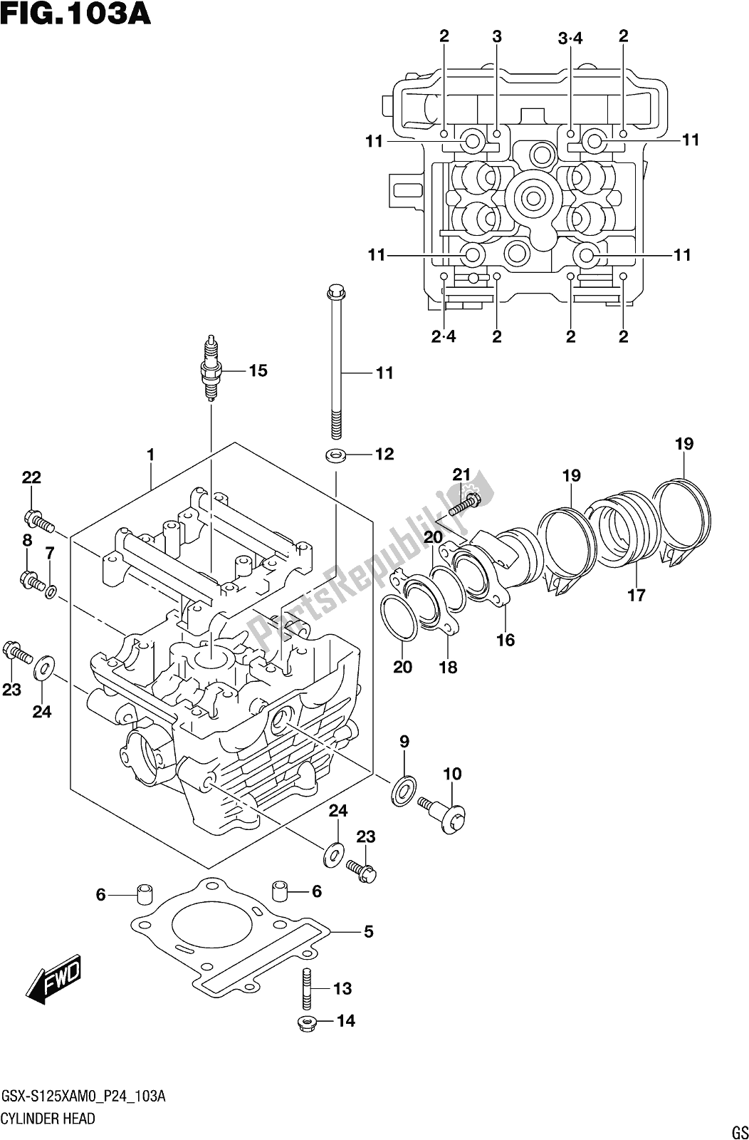 Tutte le parti per il Fig. 103a Cylinder Head del Suzuki Gsx-s 125 XA 2020