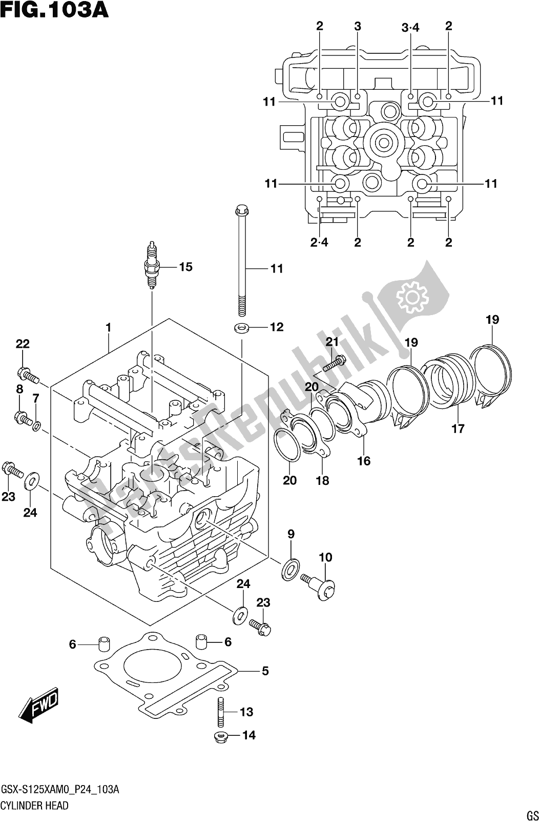 Tutte le parti per il Fig. 103a Cylinder Head del Suzuki Gsx-s 125 XA 2020