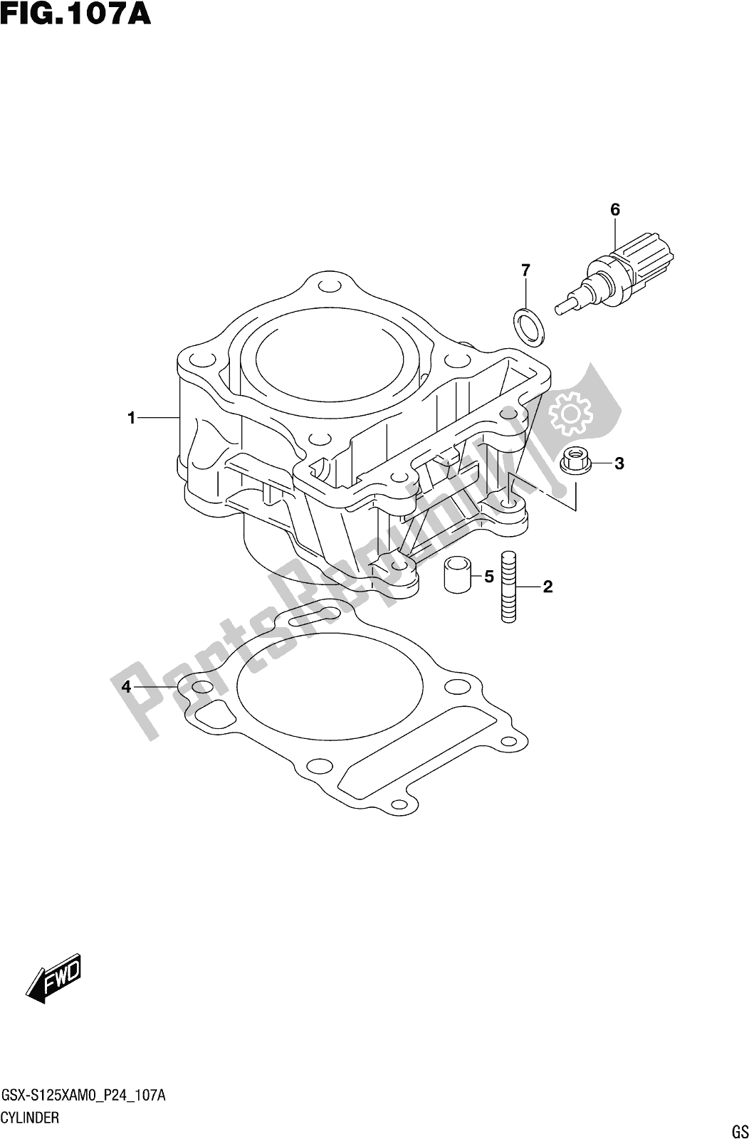 Todas las partes para Fig. 107a Cylinder de Suzuki Gsx-s 125 XA 2020