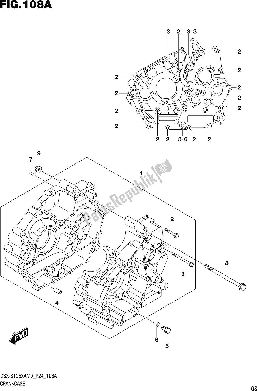 Tutte le parti per il Fig. 108a Crankcase del Suzuki Gsx-s 125 XA 2020