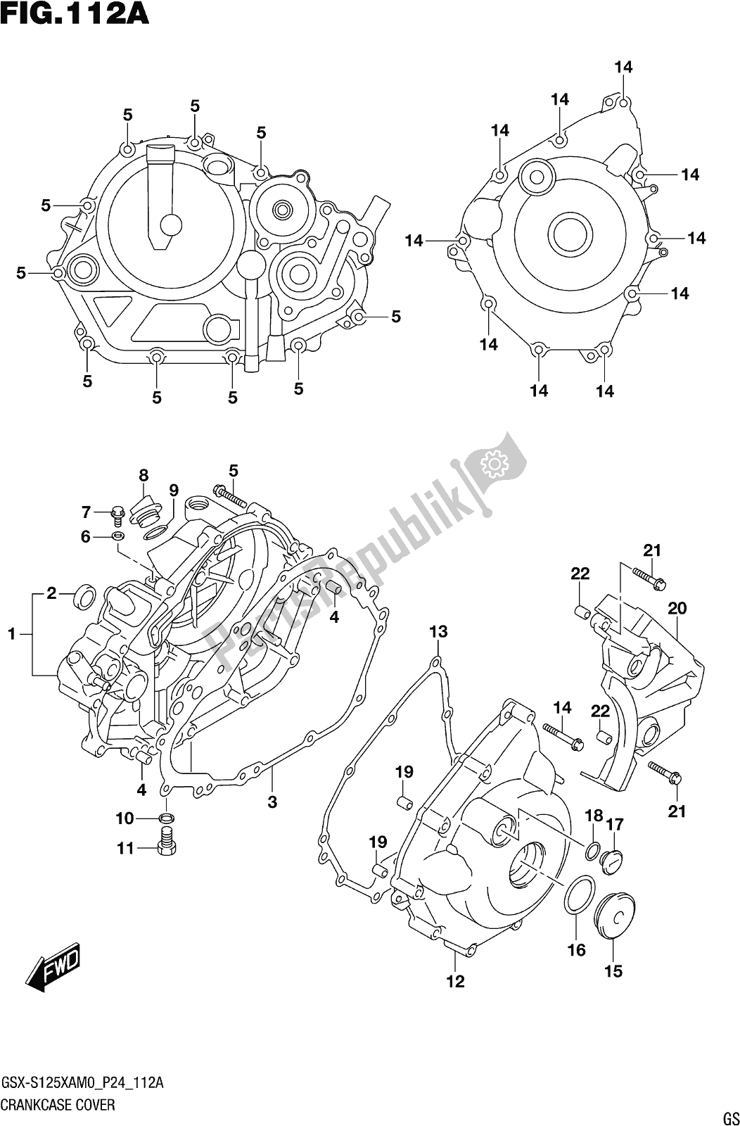 All parts for the Fig. 112a Crankcase Cover of the Suzuki Gsx-s 125 XA 2020