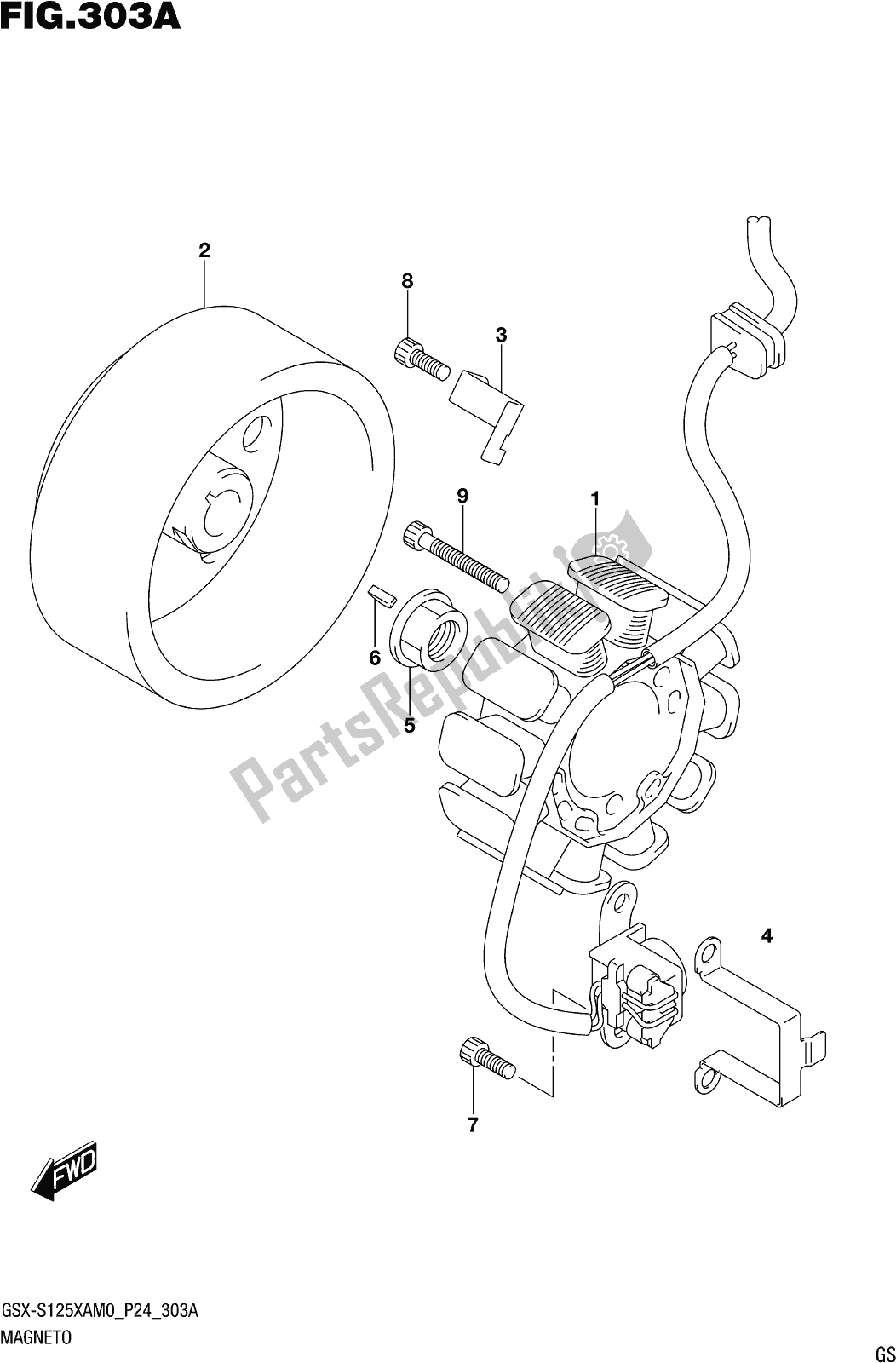 Alle onderdelen voor de Fig. 303a Magneto van de Suzuki Gsx-s 125 XA 2020