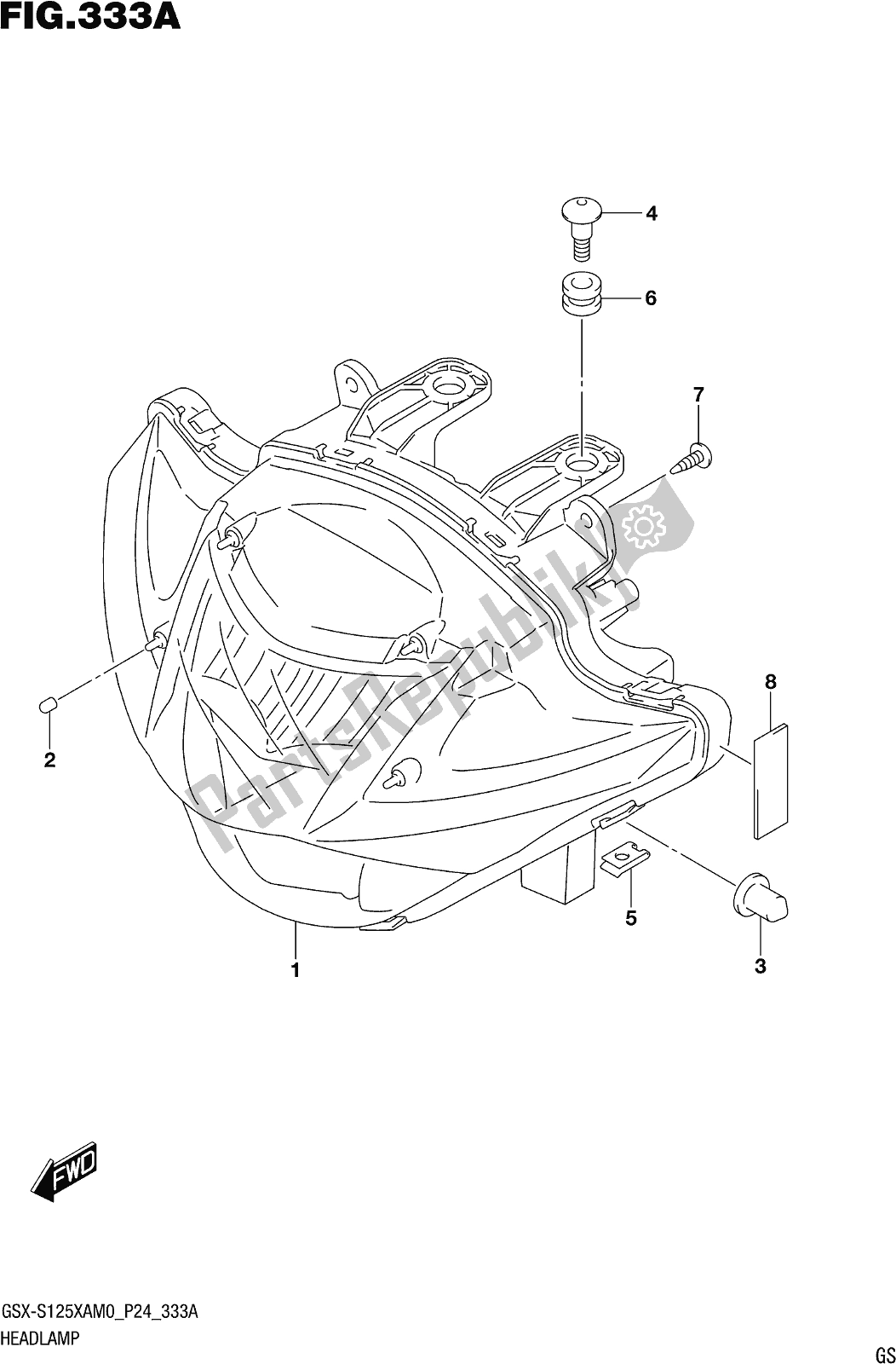 Toutes les pièces pour le Fig. 333a Headlamp du Suzuki Gsx-s 125 XA 2020