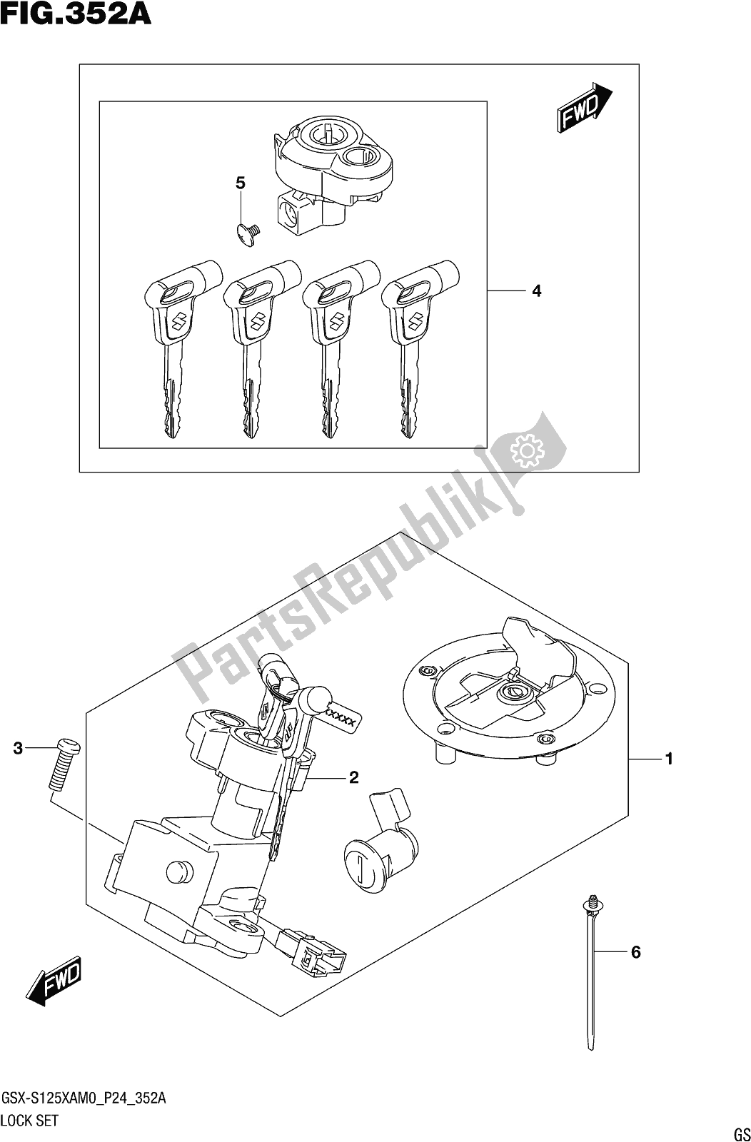 Tutte le parti per il Fig. 352a Lock Set del Suzuki Gsx-s 125 XA 2020