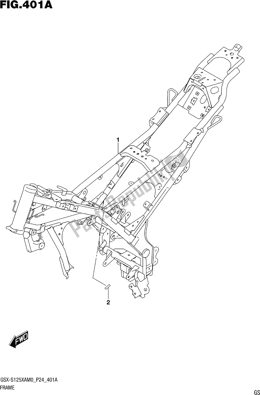 Alle onderdelen voor de Fig. 401a Frame van de Suzuki Gsx-s 125 XA 2020