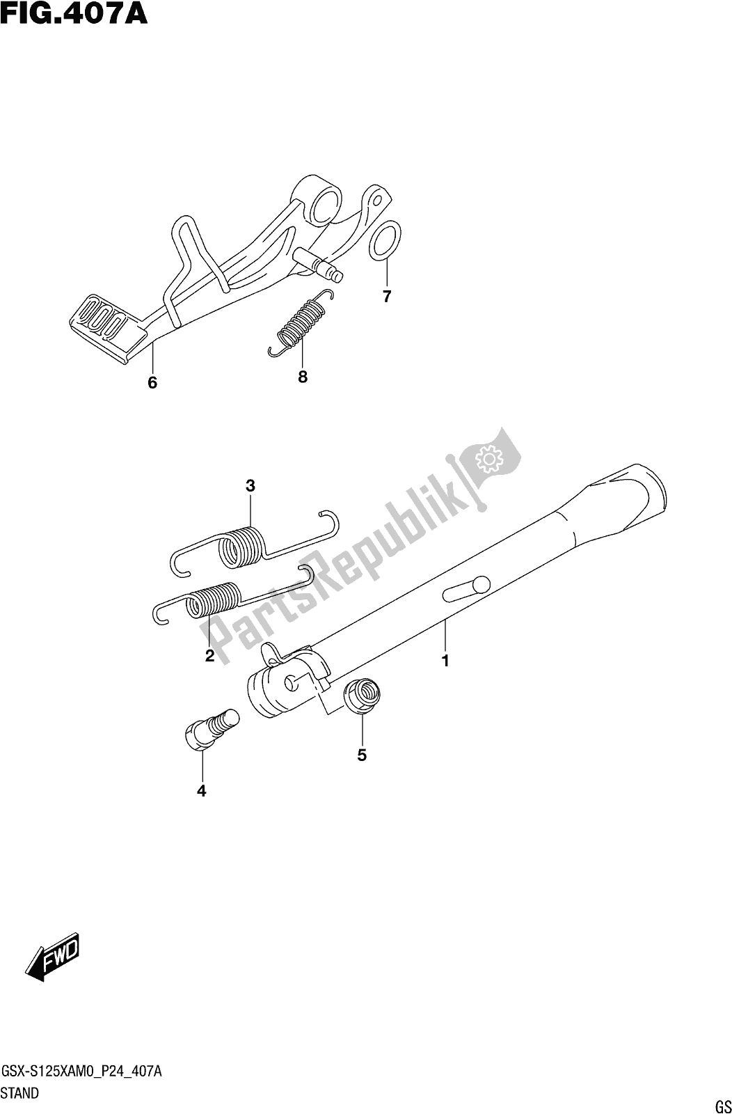 Tutte le parti per il Fig. 407a Stand del Suzuki Gsx-s 125 XA 2020